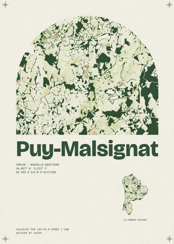 Affiche de Puy-Malsignat, calculée par 123-fr d'après l'IGN