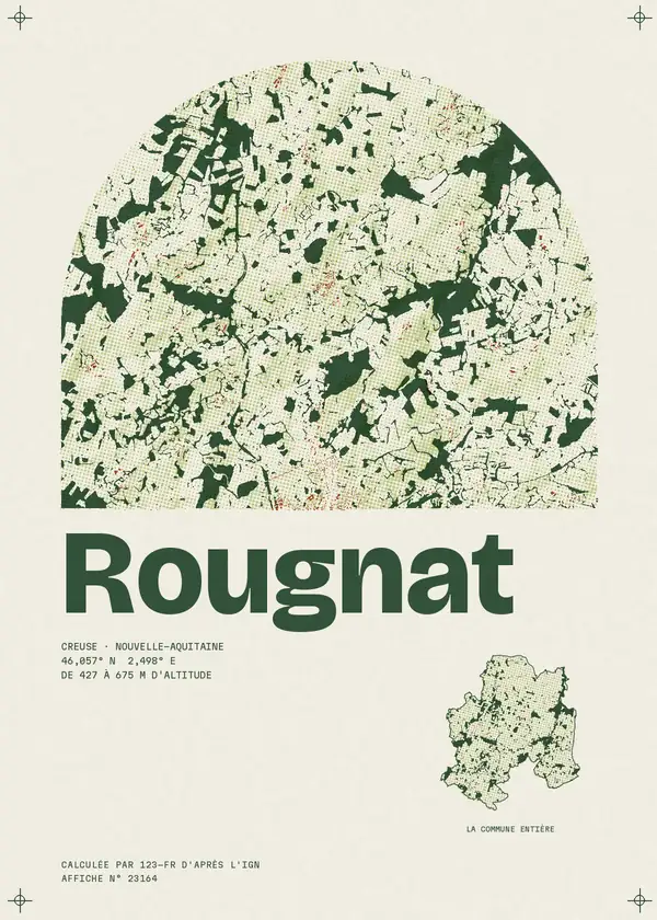 Affiche de Rougnat, calculée par 123-fr d'après l'IGN