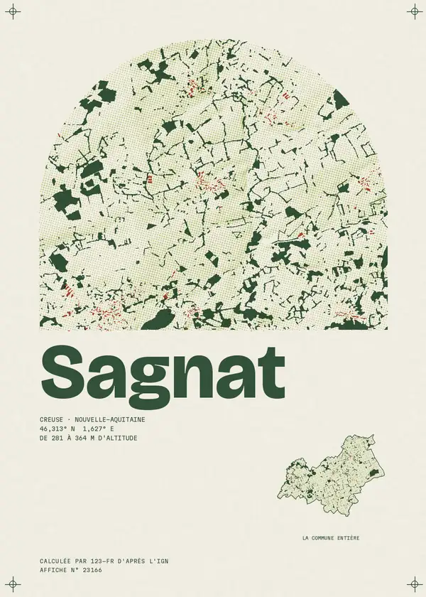 Affiche de Sagnat, calculée par 123-fr d'après l'IGN