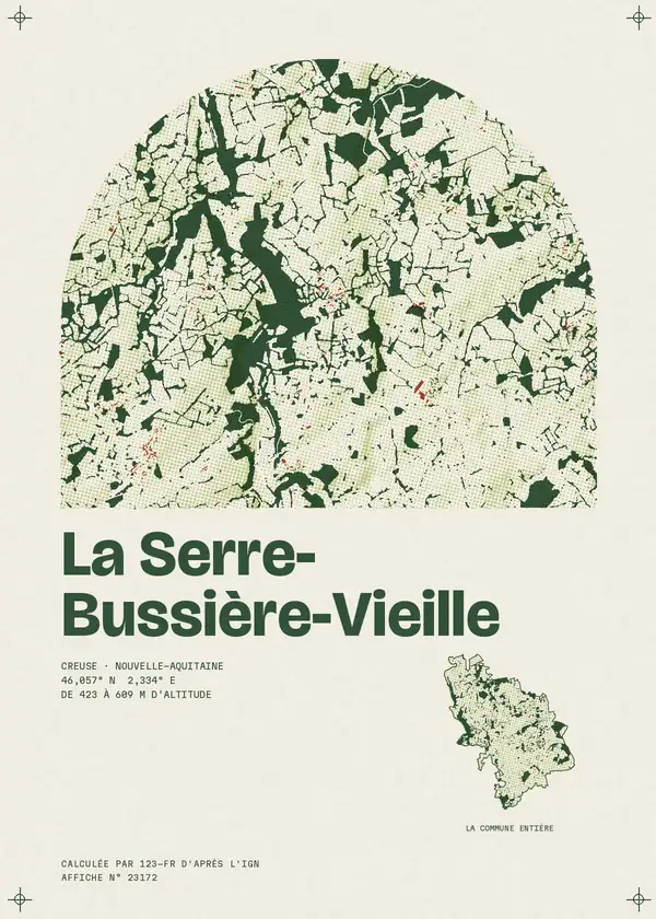 Affiche de La Serre-Bussière-Vieille, calculée par 123-fr d'après l'IGN