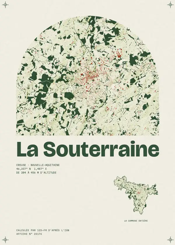 Affiche de La Souterraine, calculée par 123-fr d'après l'IGN