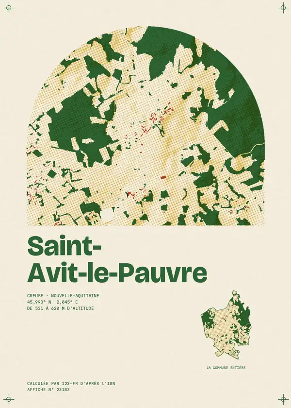 Affiche de Saint-Avit-le-Pauvre, calculée par 123-fr d'après l'IGN