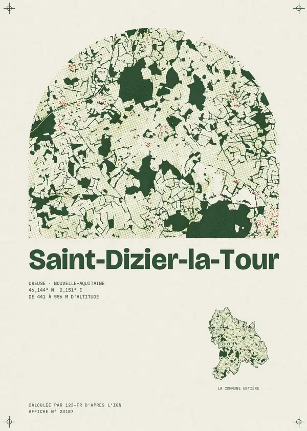 Affiche de Saint-Dizier-la-Tour, calculée par 123-fr d'après l'IGN