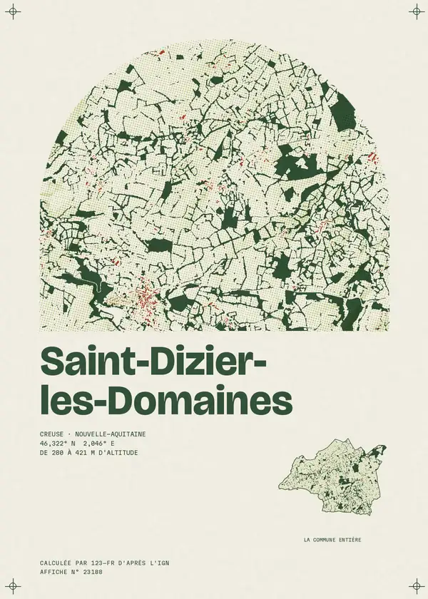 Affiche de Saint-Dizier-les-Domaines, calculée par 123-fr d'après l'IGN