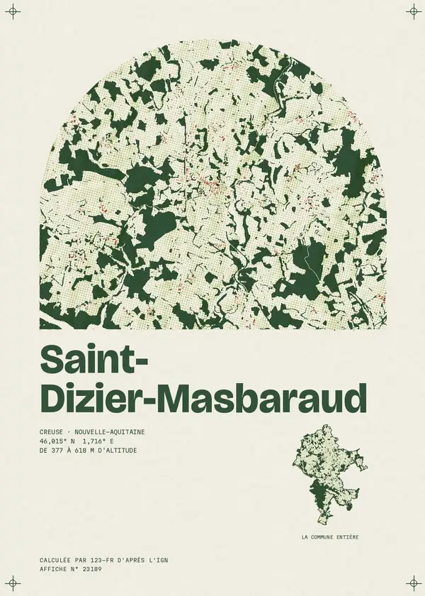 Affiche de Saint-Dizier-Masbaraud, calculée par 123-fr d'après l'IGN