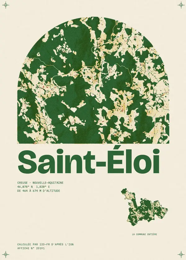 Affiche de Saint-Éloi, calculée par 123-fr d'après l'IGN