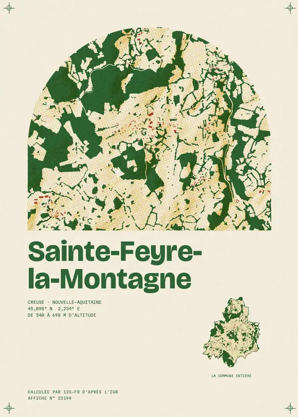 Affiche de Sainte-Feyre-la-Montagne, calculée par 123-fr d'après l'IGN