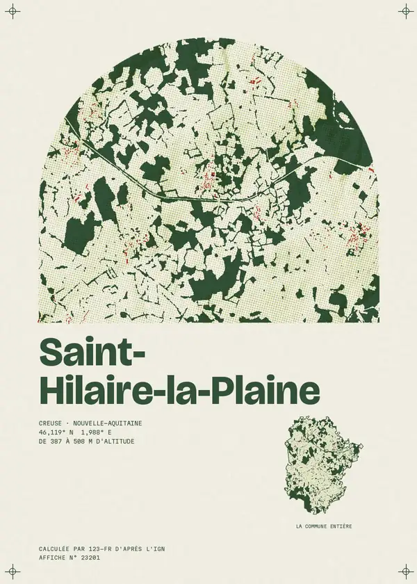 Affiche de Saint-Hilaire-la-Plaine, calculée par 123-fr d'après l'IGN