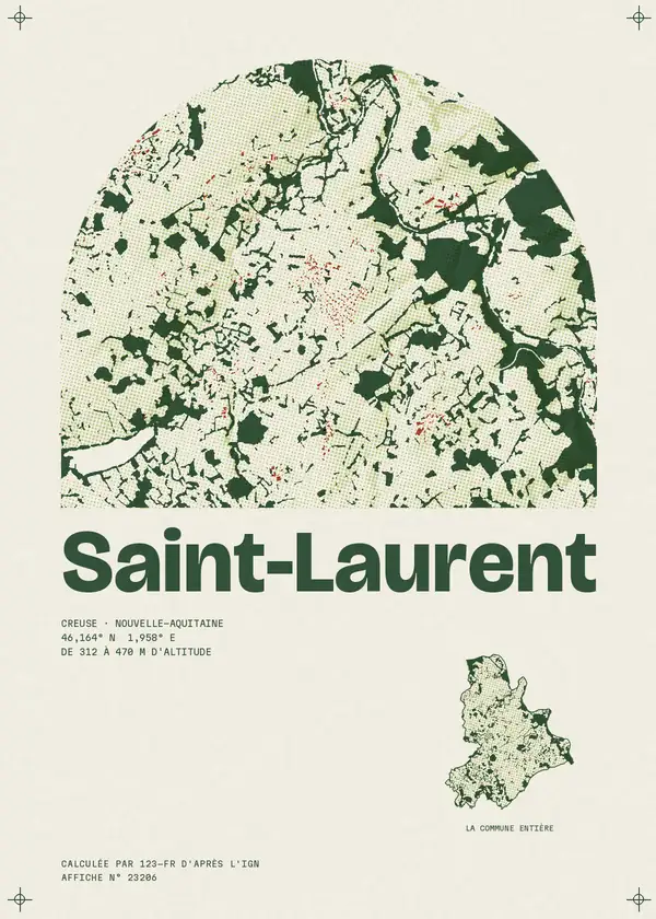 Affiche de Saint-Laurent, calculée par 123-fr d'après l'IGN