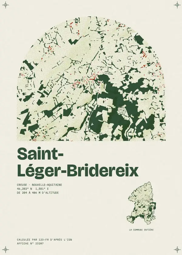 Affiche de Saint-Léger-Bridereix, calculée par 123-fr d'après l'IGN
