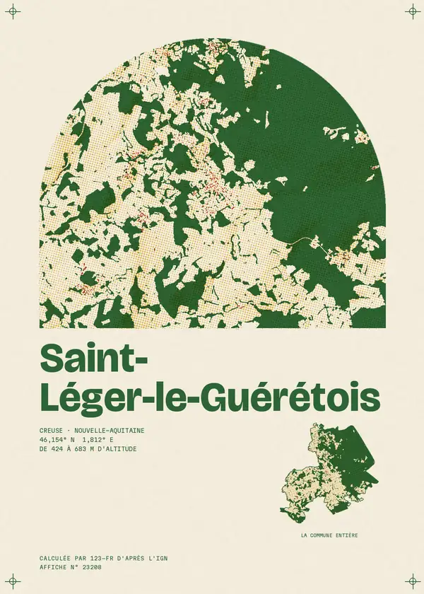 Affiche de Saint-Léger-le-Guérétois, calculée par 123-fr d'après l'IGN