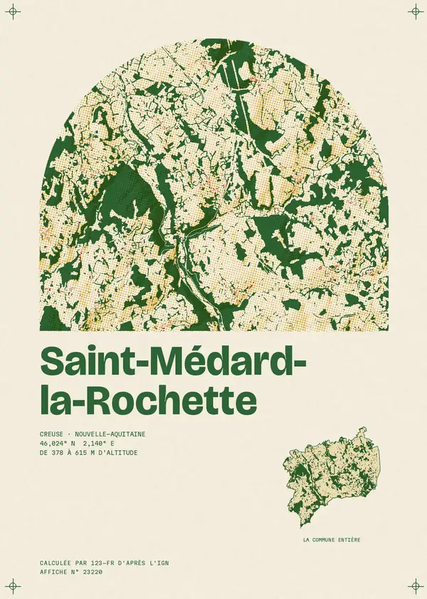 Affiche de Saint-Médard-la-Rochette, calculée par 123-fr d'après l'IGN
