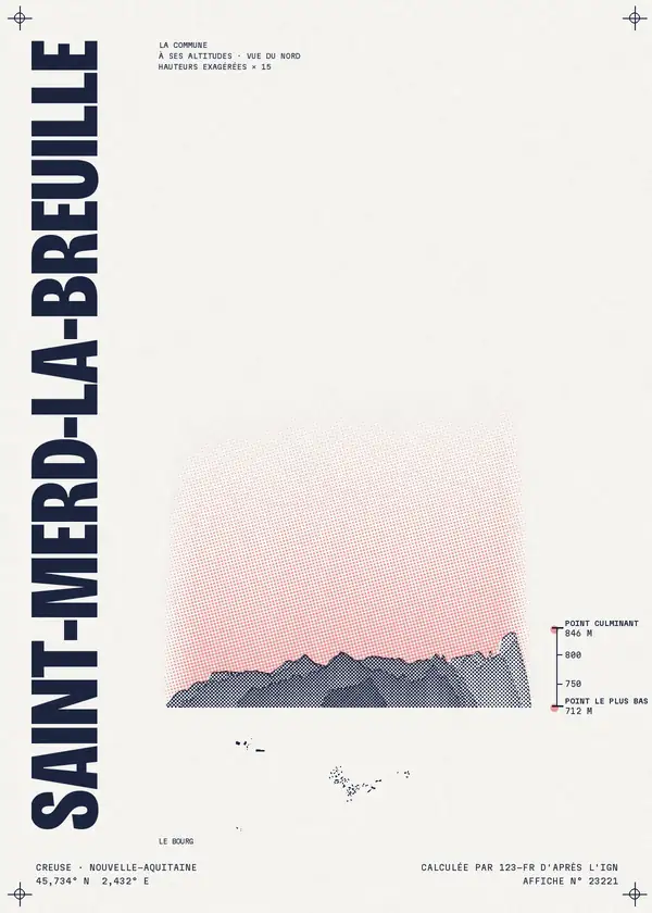 Affiche de Saint-Merd-la-Breuille, calculée par 123-fr d'après l'IGN