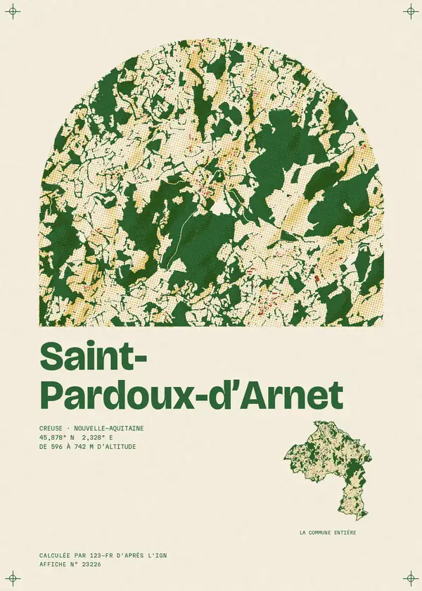 Affiche de Saint-Pardoux-d'Arnet, calculée par 123-fr d'après l'IGN