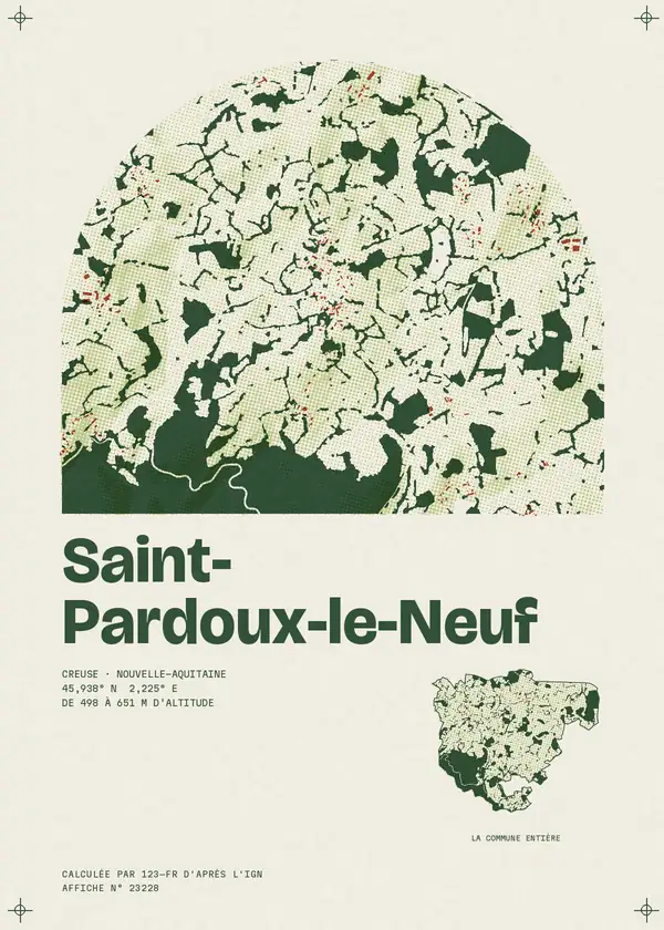 Affiche de Saint-Pardoux-le-Neuf, calculée par 123-fr d'après l'IGN