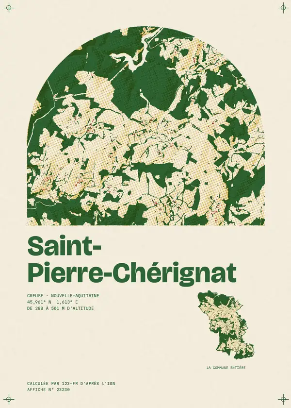 Affiche de Saint-Pierre-Chérignat, calculée par 123-fr d'après l'IGN