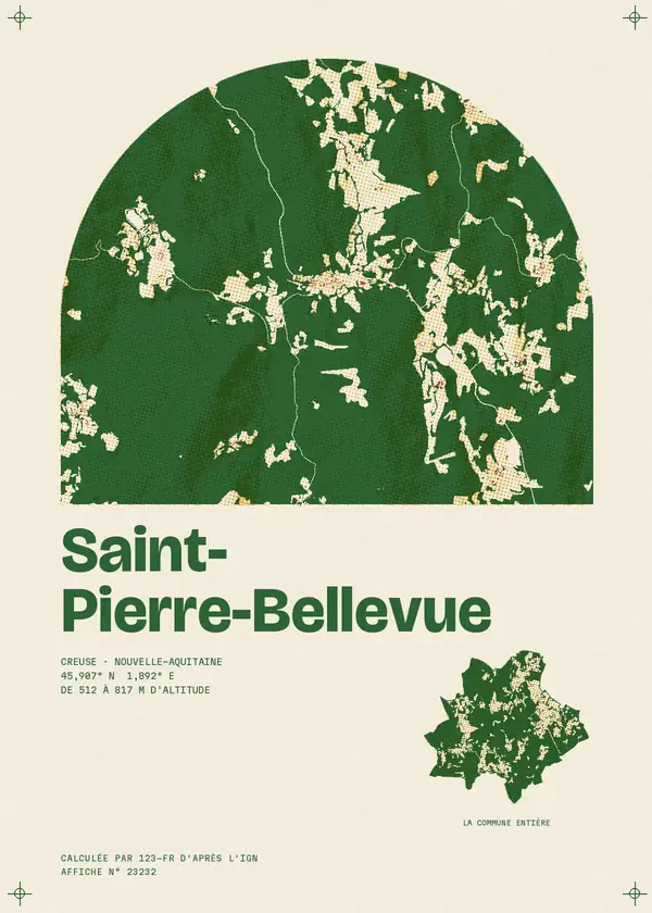 Affiche de Saint-Pierre-Bellevue, calculée par 123-fr d'après l'IGN