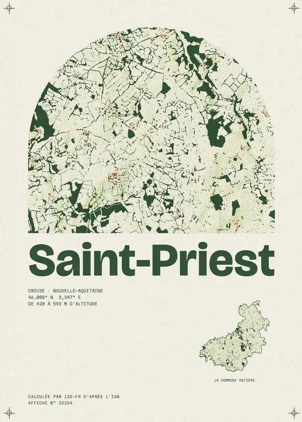 Affiche de Saint-Priest, calculée par 123-fr d'après l'IGN
