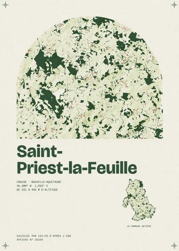 Affiche de Saint-Priest-la-Feuille, calculée par 123-fr d'après l'IGN