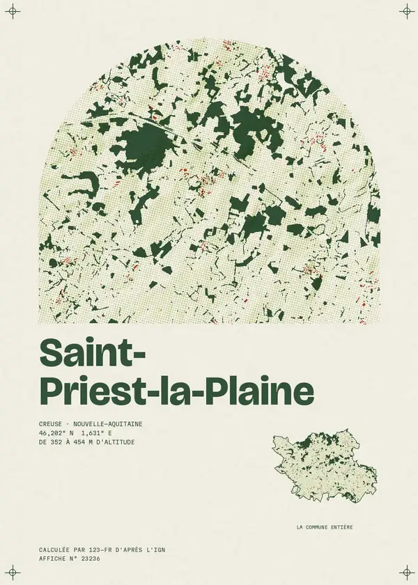 Affiche de Saint-Priest-la-Plaine, calculée par 123-fr d'après l'IGN