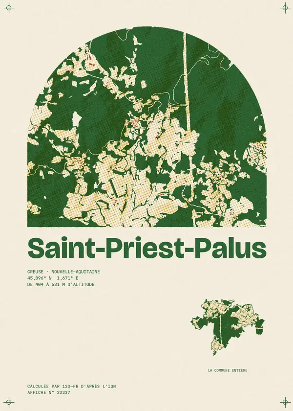 Affiche de Saint-Priest-Palus, calculée par 123-fr d'après l'IGN