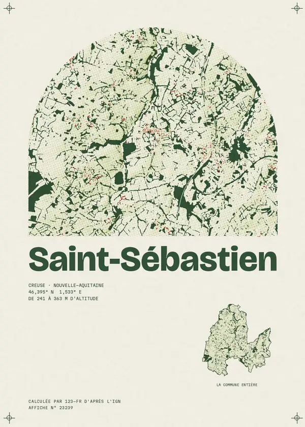 Affiche de Saint-Sébastien, calculée par 123-fr d'après l'IGN