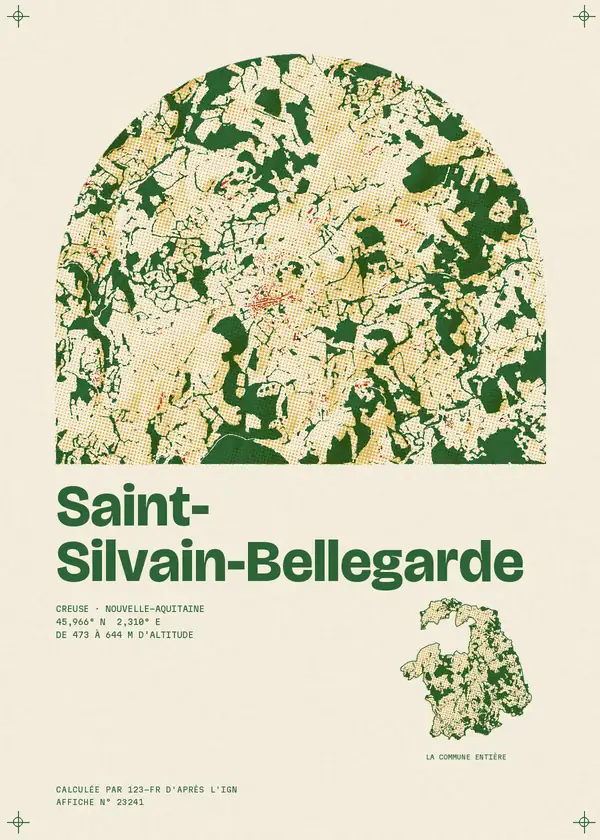 Affiche de Saint-Silvain-Bellegarde, calculée par 123-fr d'après l'IGN