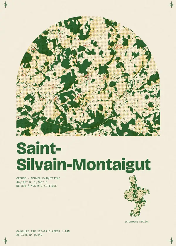 Affiche de Saint-Silvain-Montaigut, calculée par 123-fr d'après l'IGN