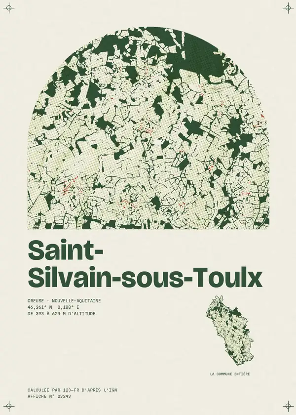 Affiche de Saint-Silvain-sous-Toulx, calculée par 123-fr d'après l'IGN