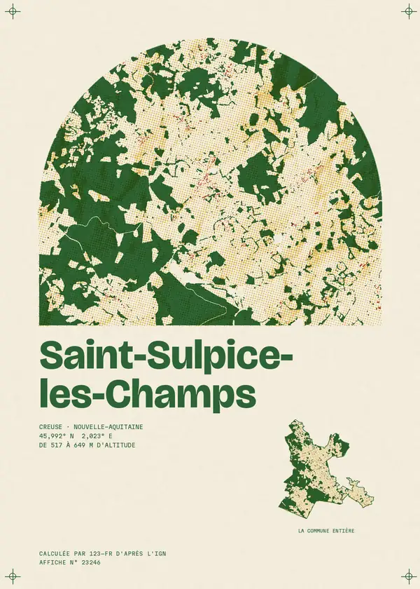 Affiche de Saint-Sulpice-les-Champs, calculée par 123-fr d'après l'IGN