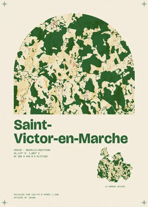 Affiche de Saint-Victor-en-Marche, calculée par 123-fr d'après l'IGN