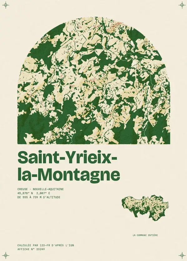 Affiche de Saint-Yrieix-la-Montagne, calculée par 123-fr d'après l'IGN