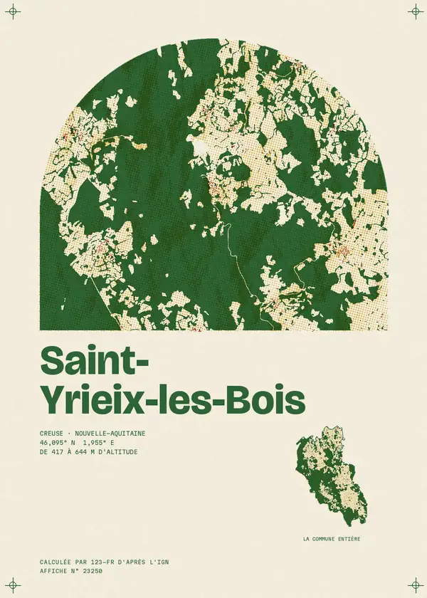 Affiche de Saint-Yrieix-les-Bois, calculée par 123-fr d'après l'IGN