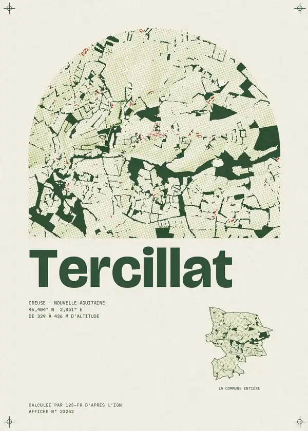 Affiche de Tercillat, calculée par 123-fr d'après l'IGN