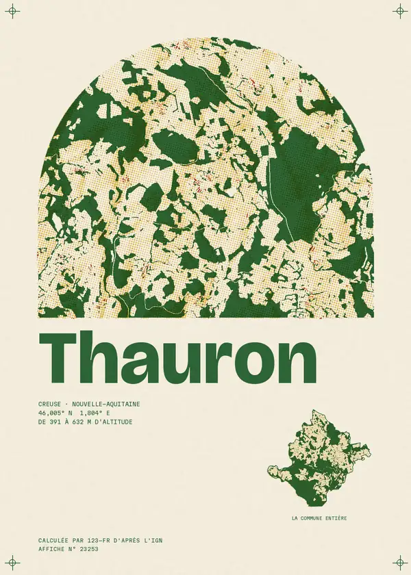 Affiche de Thauron, calculée par 123-fr d'après l'IGN