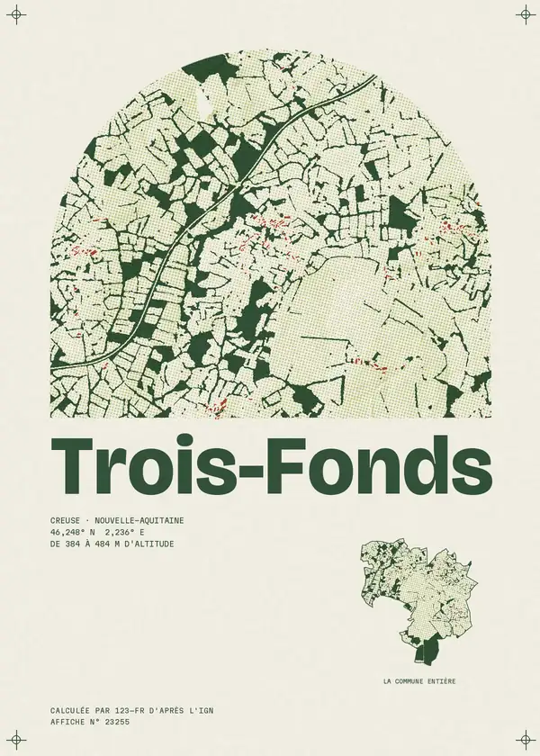 Affiche de Trois-Fonds, calculée par 123-fr d'après l'IGN
