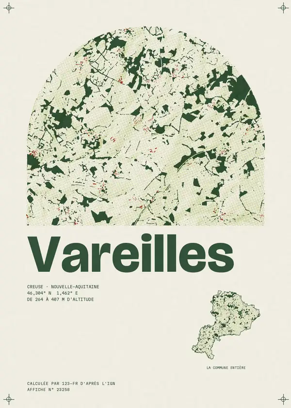 Affiche de Vareilles, calculée par 123-fr d'après l'IGN