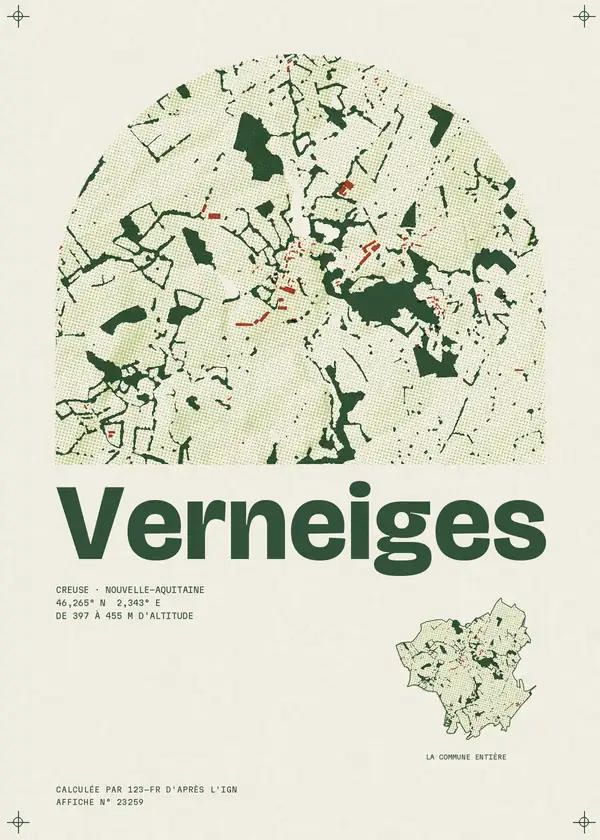 Affiche de Verneiges, calculée par 123-fr d'après l'IGN