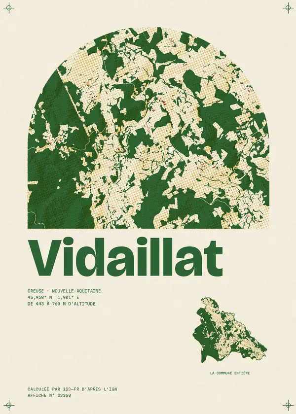 Affiche de Vidaillat, calculée par 123-fr d'après l'IGN