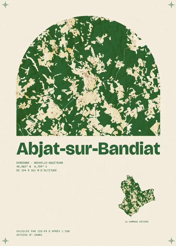 Affiche de Abjat-sur-Bandiat, calculée par 123-fr d'après l'IGN