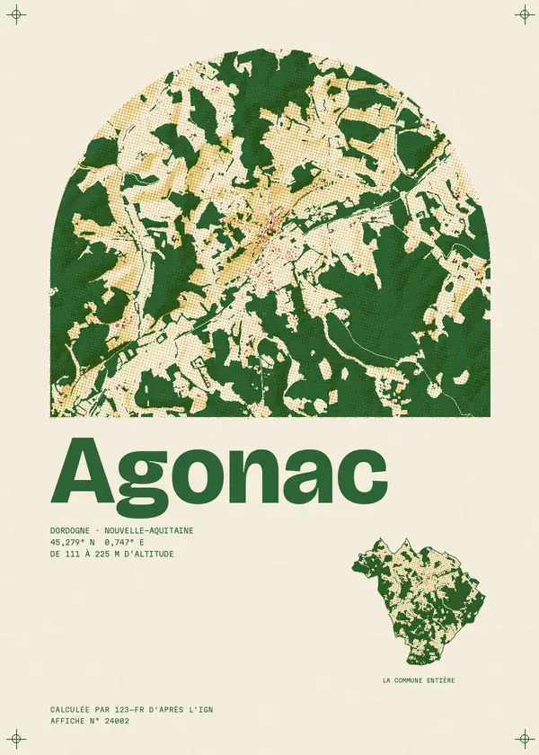 Affiche de Agonac, calculée par 123-fr d'après l'IGN