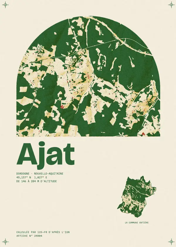 Affiche de Ajat, calculée par 123-fr d'après l'IGN
