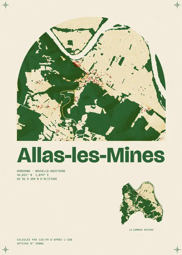 Affiche de Allas-les-Mines, calculée par 123-fr d'après l'IGN