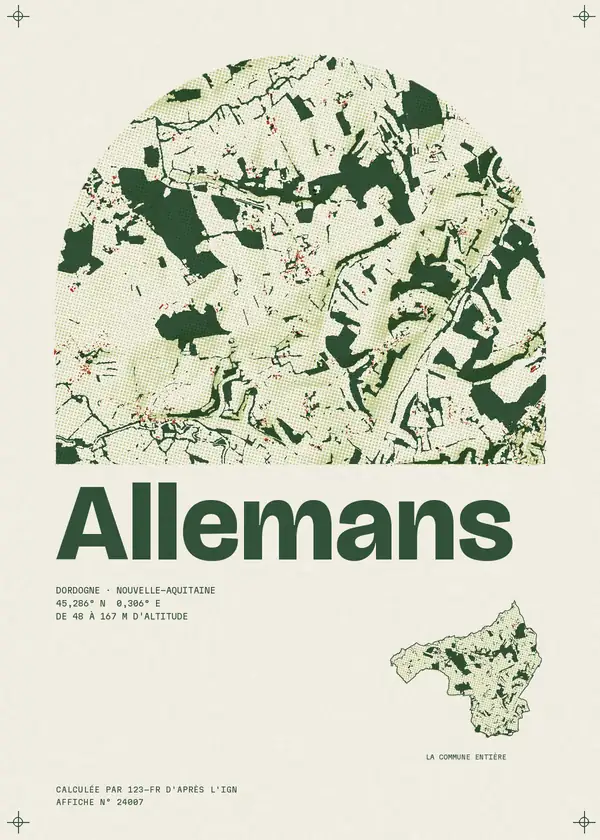 Affiche de Allemans, calculée par 123-fr d'après l'IGN