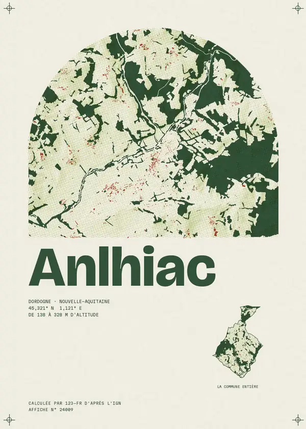 Affiche de Anlhiac, calculée par 123-fr d'après l'IGN