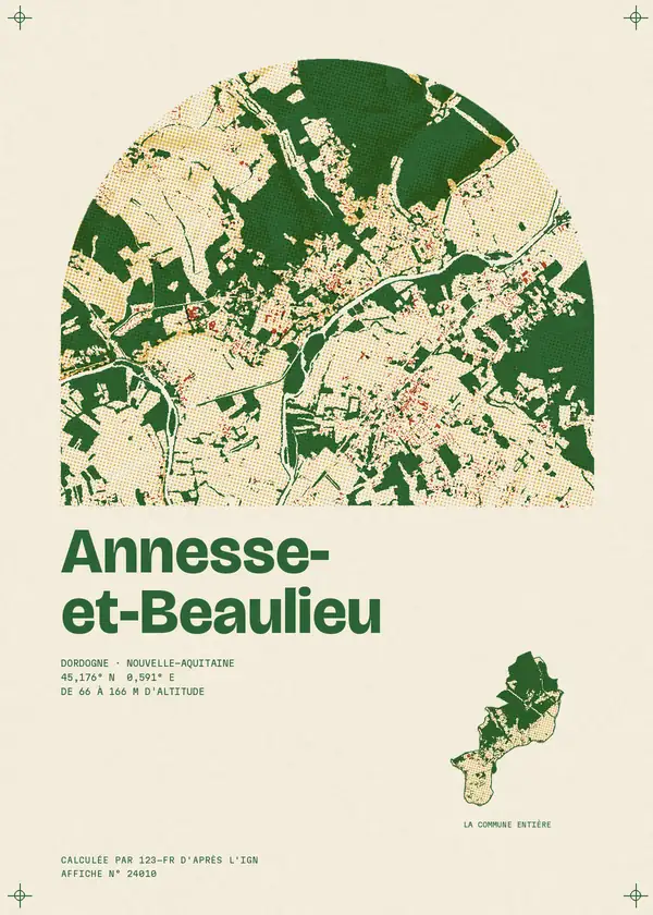Affiche de Annesse-et-Beaulieu, calculée par 123-fr d'après l'IGN