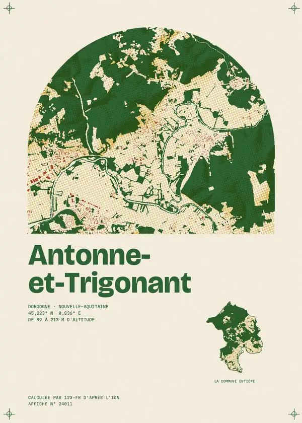 Affiche de Antonne-et-Trigonant, calculée par 123-fr d'après l'IGN