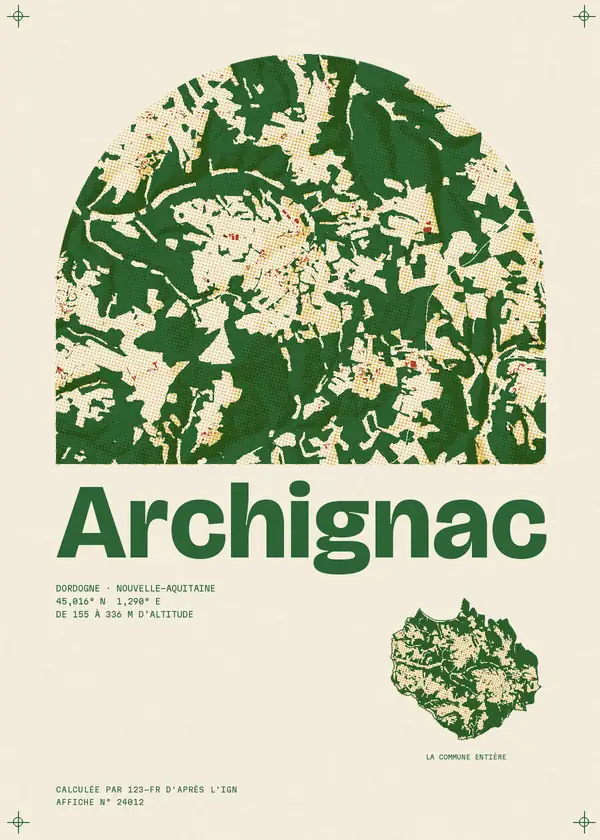 Affiche de Archignac, calculée par 123-fr d'après l'IGN