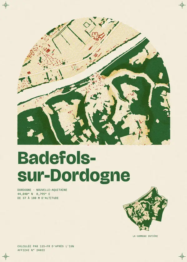 Affiche de Badefols-sur-Dordogne, calculée par 123-fr d'après l'IGN