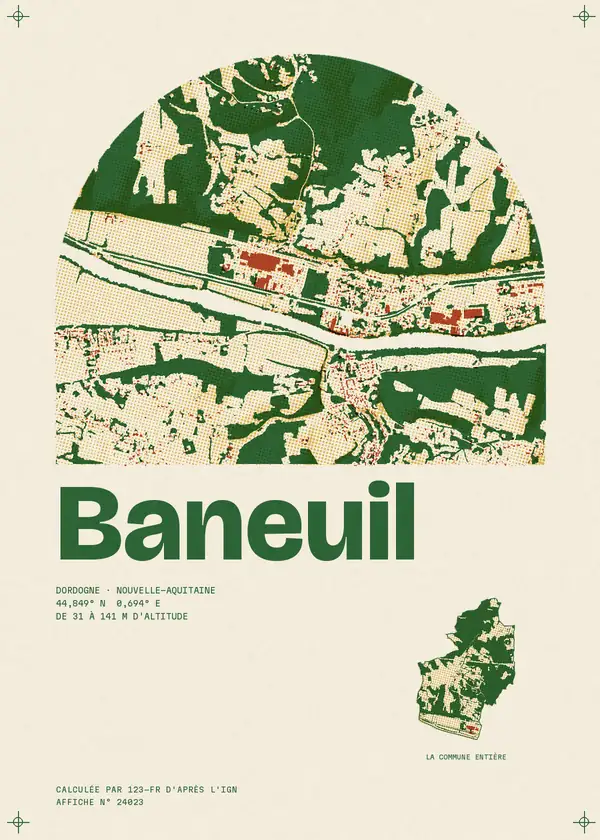 Affiche de Baneuil, calculée par 123-fr d'après l'IGN